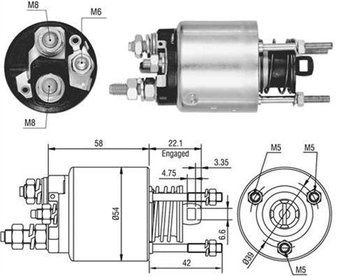 940113050458, Innslag, starter, Elektromagnetický spínač, startér, MAGNETI MARELLI, 9947959, 230809, F000SH0127